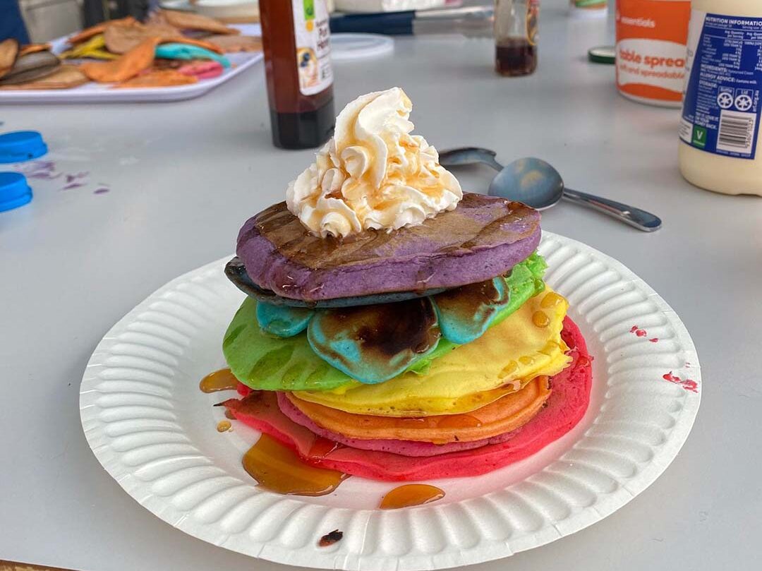 Celebrating Pride Month with rainbow pancake breakfast